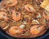 A picture of step 8 of Seafood Paella with Socarrat.