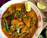 A picture of step 5 of Kathal Korma (Green Jackfruit Curry).