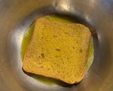 A picture of step 2 of French toast (savoury) with cheese.