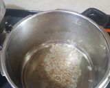 A picture of step 1 of Ringna vatana bateta ni khichdi and kadhi.
