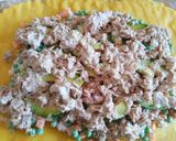 A picture of step 2 of Causa Rellena with Tuna Chunks.