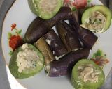 Hình bước làm 3 của món Cà tím, dưa chuột nhồi thịt
