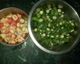 A picture of step 2 of Lady finger with onion and karonde(karissa carandas).
