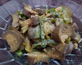 Foto langkah ke 6 dari resep Tumis Terong Ungu Cabe Hijau dengan Sambal Dimsum Minyak Pedas.