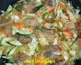 A picture of step 7 of Beef vegetable sauce served with rice 👌 👌.