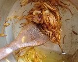 A picture of step 1 of Kaleji Masala with Naan.