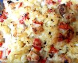 A picture of step 4 of My Use Up What We Have Meal. Chicken Pasta 😚.