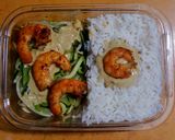 Une image de l'étape 10 de Duo de spaghetti et crevettes sauce coco curry vert.