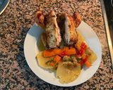 Foto del paso 5 de la receta: Pollos al horno con patatas y mix de pimientos