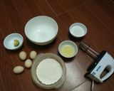 Hình bước làm 1 của món Tự làm bánh bông lan trứng muối chuẩn như bánh mua