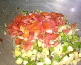 A picture of step 3 of Veg kathi roll with yoghurt mint chutney.