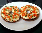 A picture of step 6 of My Toasted Open Bagel with Soft Cheese,Cucumber & Sweet Pepper😍.