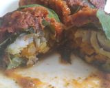 Foto del paso 5 de la receta: Milanesa de caçon con zanahoria envuelto en hoja de coliflor