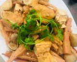 Hình bước làm 3 của món Măng kho đậu hủ, nấm rơm (chay)