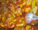A picture of step 2 of Khatta meetha raw mango pickle.