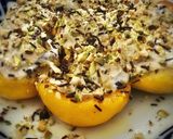 Foto del paso 6 de la receta: Melocotones flambeados con mascarpone a la vainilla y frutos secos