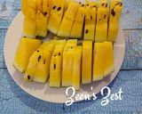 A picture of step 3 of Aarohi Yellow Watermelon Triangles.