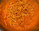 A picture of step 2 of Sev bhaji.