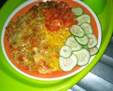 A picture of step 5 of Jollop rice and macaroni with vegetable souce.