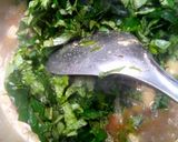 A picture of step 4 of Tuwo Rice, ugu and egusi soup.