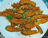 A picture of step 5 of Healthy karela pakoda.