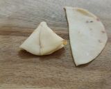 A picture of step 3 of Pop In The Mouth ----- Mini Spinach & Cheese Samosas with home-made spring roll wrapper.