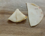 A picture of step 3 of Pop In The Mouth ----- Mini Spinach & Cheese Samosas with home-made spring roll wrapper.