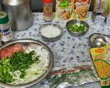 A picture of step 2 of Maggi Nutrilicious Masala VEG ATTA noodles Vegetables pizza.