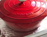 A picture of step 4 of Beef Stifado in a Dutch Oven.