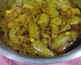 A picture of step 5 of Mirchi karela.