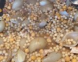 A picture of step 7 of Moghrabieh - semolina dough with chicken.