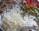 A picture of step 2 of Leftover makeover millet mango chaat bite.