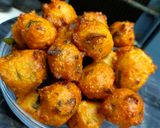 A picture of step 2 of Ponnugulu (leftover idli batter).