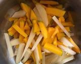 A picture of step 2 of Kanchkola Khosha’r Chorchori / Raw Banana Peel dry veggie.