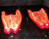 A picture of step 1 of Red Peppers Stuffed with Tortilla, Onion, and Carrot.