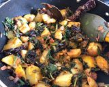 A picture of step 9 of Amarnath Leaves with Potato Curry.