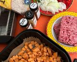 Foto del paso 1 de la receta Fajitas con Magra Picada y Boniato