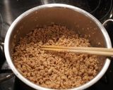 A picture of step 2 of Tricolor Don - Sansyoku Soboro Don - Japanese rice bowl.