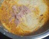 A picture of step 4 of Lacto vegetarian creamy spaghetti.