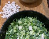 A picture of step 1 of Gobhi danthal with chana dal (cauliflower stalk with chickpea lentils).