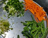 A picture of step 1 of Vegetable pulao in pressure cooker.