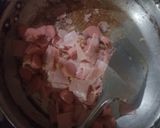 Foto del paso 2 de la receta: Spaghetti blanco con jamón, salchichas y tocino😋😋