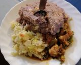 A picture of step 6 of #themechallenge arrow roots, beans and maize mukimo served beef.