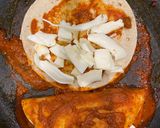A picture of step 2 of Birria Quesadillas or Quesabirrias.