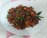 A picture of step 3 of Chicken 65 /chaines recipe.