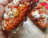 A picture of step 8 of Bajra Jowar Tarts with Gajar Halwa.