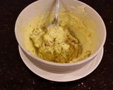 A picture of step 2 of Bacon and Jalapeno Deviled Eggs colored for Christmas.