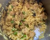 A picture of step 3 of Onion Pulao Sindhi style.