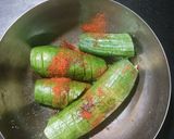 A picture of step 2 of Korean Style cucumber.