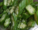 A picture of step 1 of Fried Lady Fingers with Egg and Anchovies (Malaysian Style).